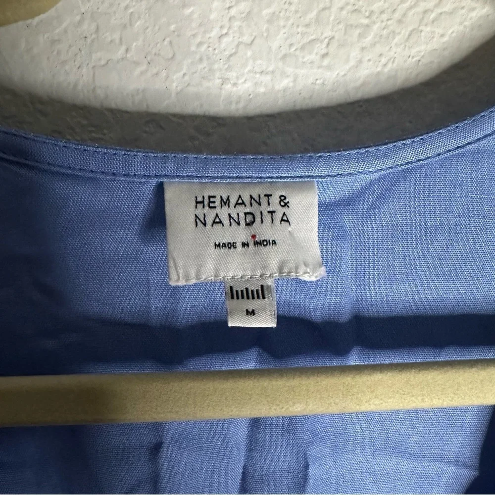 HEMANT & NANDITA Metallic Stripe Floral Minidress SZ M - Picture 4 of 7